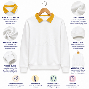 เสื้อสเวตเชิ้ตแขนยาวสีขาว HMR Sorority Sisterhood พร้อมปกปีเตอร์แพนสีเหลือง เสื้อถักลำลองสำหรับใส่ในฤดูใบไม้ร่วง - Product Image 6