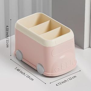 Cute Car Design 3-Slot Desk Organizer Pen Pencil <b>Holder</b> and Marker <b>Makeup</b> Brush Workspace Organizers with Office Decor Touch - Product Image 1