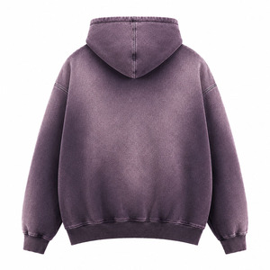 Sweat à capuche unisexe personnalisé en coton épais délavé style streetwear, coupe oversize, 100 % coton, pour marque privée - Product Image 4