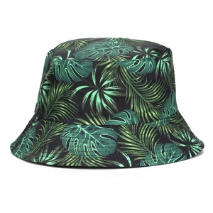 Tropical <b>Leaf</b> Print Bucket Hat Unisex Pink Green Polyester Casual Summer Beach Adult Poplin Digital Printing - Product Image 5