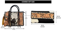 Wanita kapasitas besar 2 potong Set tangan Tooled kulit Tote Handbag & tangan Tooled kulit Clutch modis desain tahan lama Set