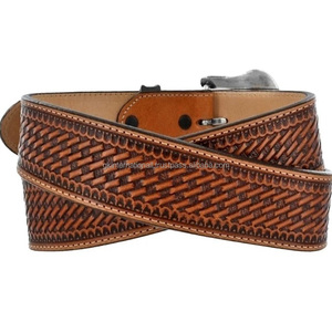 Cinturón con hebilla Floral de estilo vintage marrón grabado en relieve vaquera occidental vaquero cinturones de cuero genuino para mujeres y hombres - Product Image 1