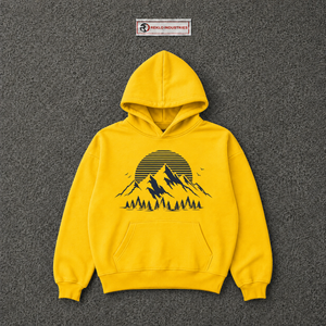 Sudadera con Capucha Personalizada con Estampado Gráfico de Montaña Amarilla, Sudadera Holgada Unisex, Ropa Urbana de Invierno, Sudadera Informal con Capucha, Venta al Por Mayor - Product Image 5