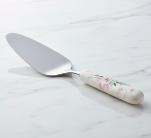 Spatule à gâteau triangulaire en acier inoxydable avec manche en céramique florale, spatule à tarte faite à la main pour usage domestique - Product Image 3