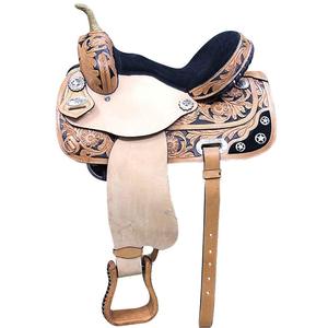 Selle en cuir de buffle véritable avec arceau en bois, siège d'équitation de qualité durable et sacoche de selle, respirante, confortable et résistante - Product Image 6