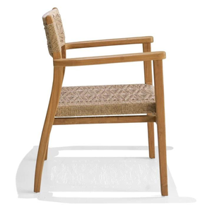 Minimalist Outdoor Dining <b>Chairs</b> made of Natural Teak <b>Wood</b> with Rattan Weave Perfect for Home Decoration Furniture - Product Image 2