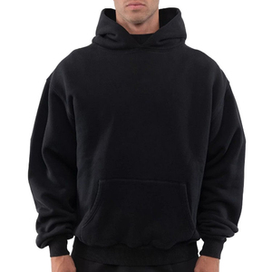 Cotton Blended Solid <b>Hooded</b> Men's Winter Hoodie <b>Fleece</b> Unlined High Quality Oversized Fit Casual Comfortable Daily Wear - Product Image 2