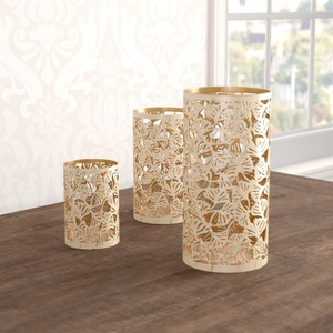 Juego de 3 cajas de almacenamiento votivas de hierro dorado 3 diseños diferentes en colores y tamaños personalizados para la decoración del hogar hechas de metal - Product Image 5