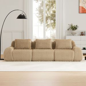 Divano Moderno Modulare Oversize a 3 Posti in Tessuto Flanella con Seduta Profonda Senza Struttura per Soggiorno 114 - Product Image 2