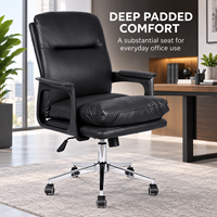 Chaise de bureau exécutive ergonomique moderne en cuir PU, avec rembourrage profond, base chromée, hauteur réglable, roulettes pivotantes, pour usage scolaire