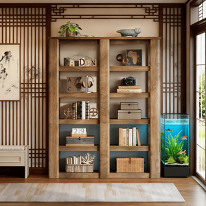 Libreria Alta dal Design Francese Moderno per Casa e Hotel, in Rattan e Pannelli di Legno, Arredamento per Soggiorno e Uso in Supermercato - Product Image 1