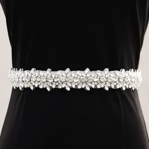 Dress ikat pinggang berhias berlian imitasi, gaun dekorasi elastis sabuk kristal elastis untuk pesta ulang tahun hadiah pernikahan