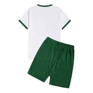 Custom Breathable Eco-Friendly Summer Casual Men's 2-Piece T-Shirt Shorts <b>Set</b> 100% Cotton Stand Collar Sporty Running Short - Product Image 3