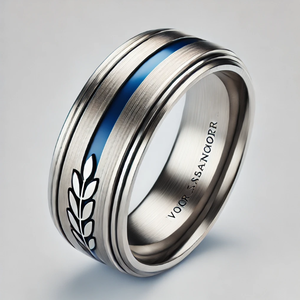 แหวนเส้นบางสีน้ำเงินสำหรับผู้ชาย - Product Image 2