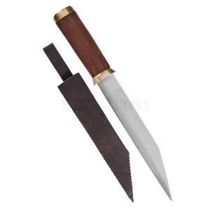 Cuchillo Seax Hecho a Mano de Acero al Carbono con Funda de Cuero Marrón de Alta Calidad, Cuchillos Vikingos para Bushcraft y Caza - Product Image 1