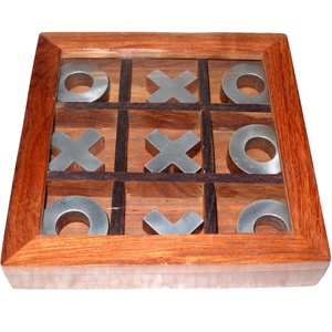 Handcrafted Wooden Tic Tac Toe Game Board With Cover | Reusable Family Strategy <b>Puzzle</b> Tabletop Home Decor Gift Set Decoration - Product Image 2