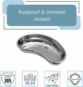 Bac réniforme en acier inoxydable de 8 pouces, bassin d'émése, bol chirurgical polyvalent, manuel, certifié CE ISO, autoclavable, réutilisable, OEM ODM - Product Image 2