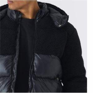 Unisex Black Thick Eco-Friendly Anti-UV Puffer Jacket Fleece <b>Lined</b> Windproof Zipper Closure Casual Winter <b>Coat</b> Regular Fit Solid - Product Image 3