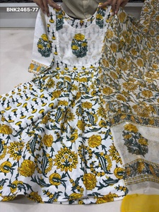 New Arrival Cotton <b>Blend</b> with Printed Design Anarkali Kurti-Pant & Dupatta Set Worldwide Supplier Exporter Woman Fashion - Product Image 3