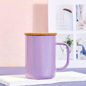 Taza de Vidrio Grande de 17 oz con Pintura Arcoíris y Transferencia Térmica, con Tapa de Bambú - Product Image 3
