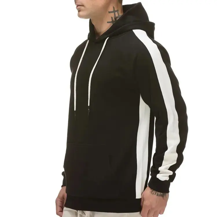 Hoodie kompresi putih desain kustom Sweatshirt pria sejuk Sweatshirt pakaian Hoody kebugaran untuk pria hoodie katun hitam