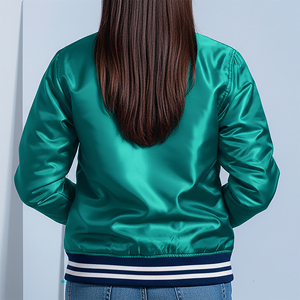 Chaqueta Varsity de Béisbol de Invierno de Primera Calidad, Corte Ajustado, Chaqueta Bomber de Poliéster Brillante de Primera Calidad, Estilo Hip Hop - Product Image 3