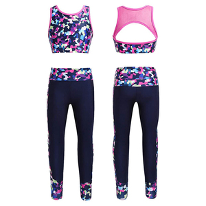 Camouflage Yoga Set 2 Piece Racerback Sports <b>Bra</b> High Waist Leggings Quick Dry Spandex Polyester Full Length Contrast Binding - Product Image 4