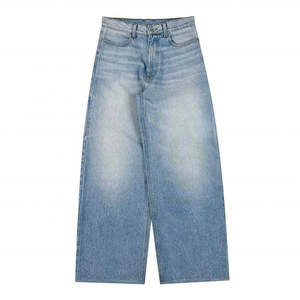 Jean décontracté en denim pour homme, coupe large, éco-responsable, taille mi-haute, doublure polaire, respirant, personnalisable, printemps-automne - Product Image 1