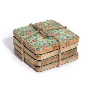 Sous-verre en bois moderne et écologique avec motif imprimé découpé pour protéger les surfaces en verre et en bois lors du service du thé et du café - Product Image 2