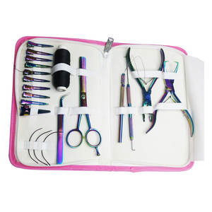 Kit d'outils professionnels de haute qualité en acier inoxydable pour extensions de cheveux, pince à sertir à 2 trous, 12 pinces à cheveux, outil de séparation mini - Product Image 1