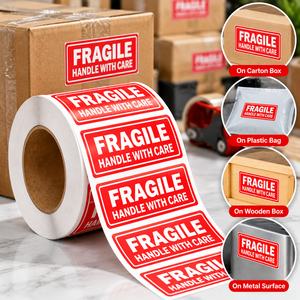Custom Fragile Handle With Care <b>Stickers</b> Shipping Labels Waterproof Warning Labels for Packaging Carton Boxes Wholesale - Product Image 5