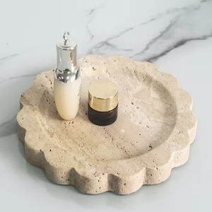 Lace Hole <b>Travertine</b> Tray Round Shape Scallop Edge <b>Travertine</b> Tray - Product Image 4