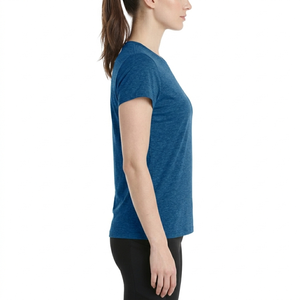 T-shirts formels en jean 100 % coton pour femme, coupe ajustée, col à nœud, couleurs personnalisables, manches courtes, été, grandes tailles, OEM - Product Image 4