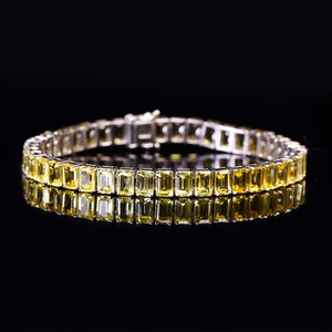 Natural Lab Created Yellow Sapphire Octagon Cut Gemstone 925 Sterling Silver <b>Bracelets</b> Jewellery For Women And Girls Wear - Product Image 1