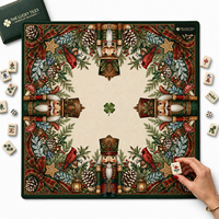 Nouveau Tapis de Mahjong Américain 2026, 33x33 Pouces, Néoprène 3mm, Imprimé Casse-Noisette de Noël, Tapis de Jeu Pliable Moderne Personnalisé