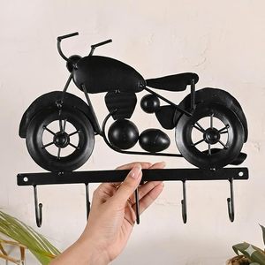 Soporte de pared metálico para motocicleta con 4 ganchos, decoración novedosa hecha a mano para llaves y toallas - Product Image 5