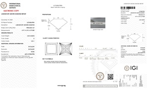 Diamant CVD de laboratoire certifié IGI, coupe princesse magnifique, 2,00 carats, couleur D, clarté VVS1, pour usage en joaillerie - Product Image 2