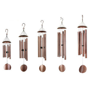Décoration murale artisanale en cuivre antique de 36 pouces, style Art déco, résistante aux intempéries, à 6 tubes, ton lisse, motif Fleur Audacieuse - Product Image 4