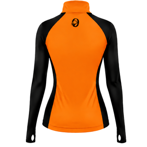 Camiseta Deportiva de Manga Larga para Mujer, con Cierre de Cremallera, Color Naranja, Ajustada, para Entrenamiento, Cuello Alto, con Orificios para Pulgares, Ropa Deportiva de Alto Rendimiento - Product Image 2
