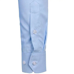 Chemise habillée décontractée pour homme à manches longues, personnalisable, anti-rides, couleur unie, en tissu satiné tricoté polyester/coton - Product Image 2