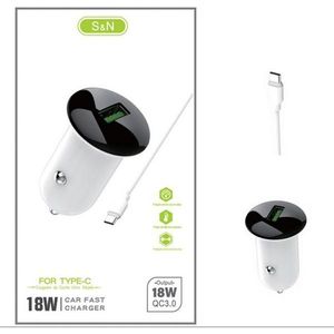 Cargador de Coche Tipo C S N de 18W QC3.0 con Carga Rápida para Dispositivos Móviles - Product Image 1