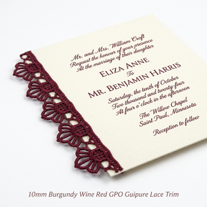 15mm Burgundy Floral Guipure GPO Lace Trim Customizable Direct Factory 20 Meter Packing for Wedding Favors Gift <b>Boxes</b> Invitation - Product Image 4