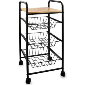 Chariot de rangement de cuisine en métal blanc à 4 niveaux avec roulettes, panier en fil d'acier pour fruits et légumes, en promotion - Product Image 4