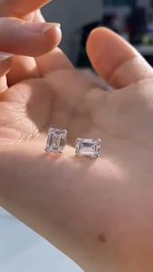 Emerald Cut Lab Grown Diamond <b>Stud</b> Earrings, Minimal Diamond <b>Studs</b> - Product Image 4
