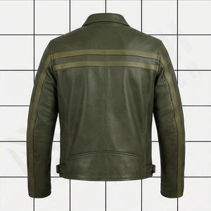 Veste en cuir pour homme NAI-0477E, style motard, col rabattu, fermeture éclair, couleur personnalisable, pour l'été. - Product Image 2