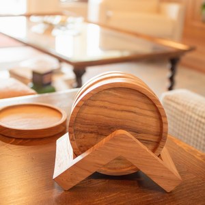 Rustic Acacia Wooden <b>Coasters</b> for Drinks with Holder Non-Slip Decorative <b>Coasters</b> for Coffee <b>Table</b> Dining <b>Table</b> from TIMELESS - Product Image 6