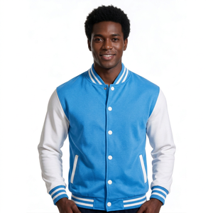 Blouson bomber personnalisé avec broderie universitaire pour les marques d'uniformes universitaires, corps en sergé de coton avec boutons-pression - Product Image 3