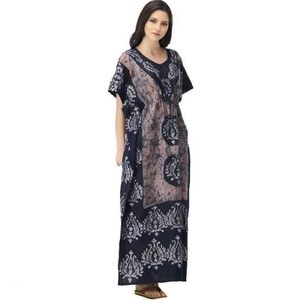 Caftan/<b>Kaftan</b> <b>Indian</b> Combo 2 Cotton Battik <b>Kaftan</b> Nighty Cotton Floral Print Caftan Maxi Night Dress Gown Nighty Dori at Waist - Product Image 2