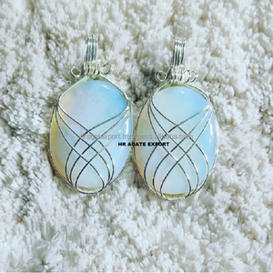 Collier en pierre naturelle d'agate de qualité supérieure, avec pendentif en pierre de soleil enroulé de fil de cuivre, figurine en cristal sculpté, vente en gros - Product Image 5