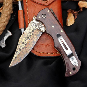 Limited Edition Handcrafted Copper Brass Pocket Knife w/Rosewood Steel Bolster Handle Outdoor Camping Hunting Folding Knife - Product Image 4